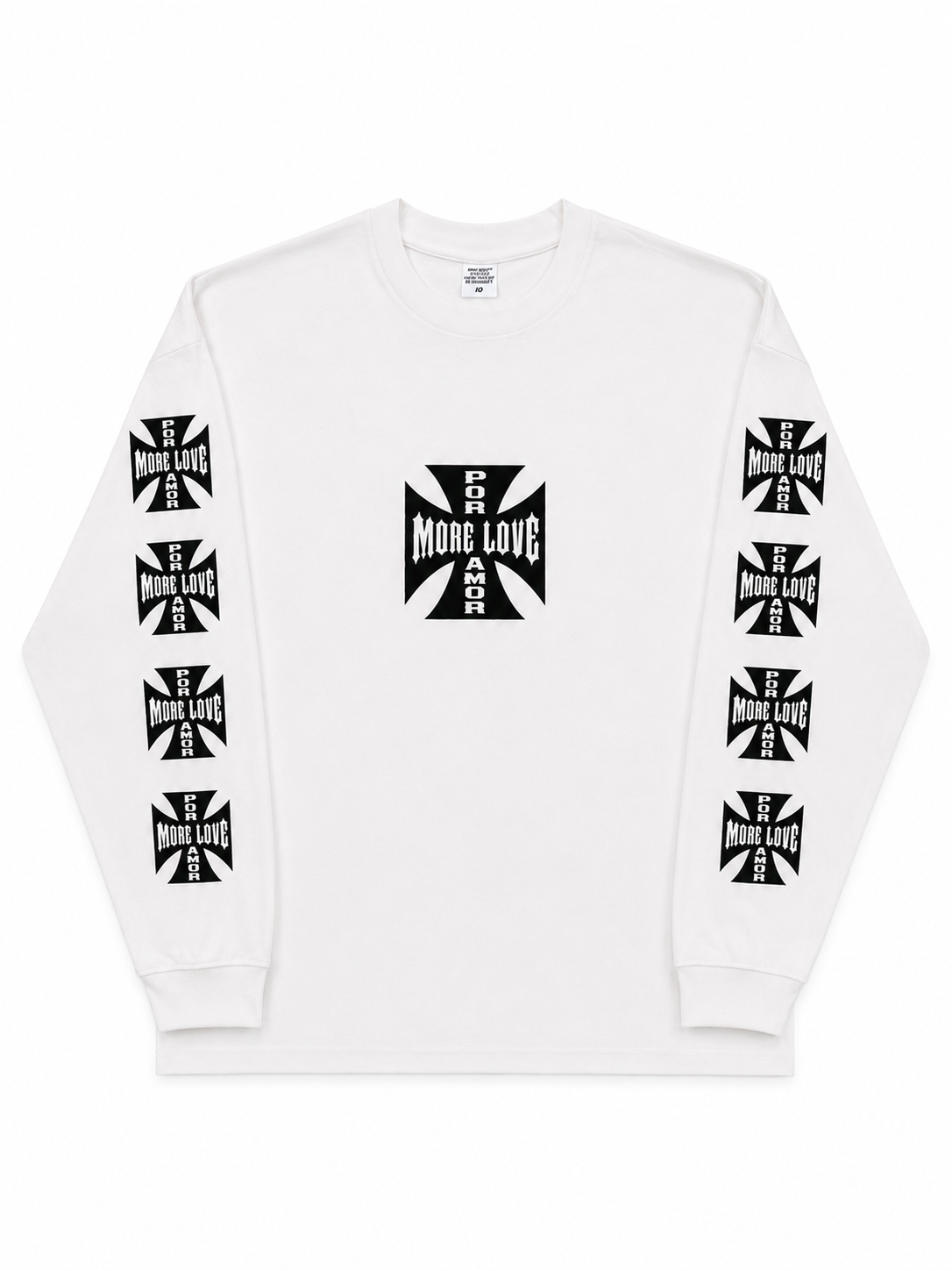 ANDWANG　Cross Lace Long Tee　White Big Cross Logo Long Sleeve Tee - White – POR + AMOR OFFICIAL.