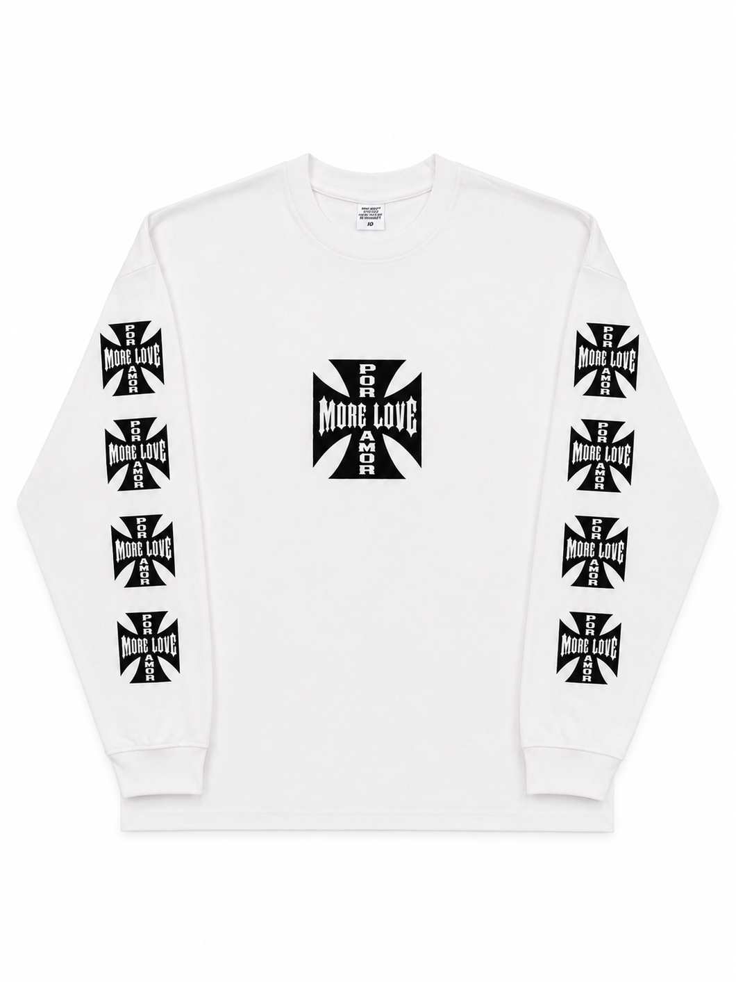 Big Cross Logo Long Sleeve Tee - White – POR + AMOR OFFICIAL.