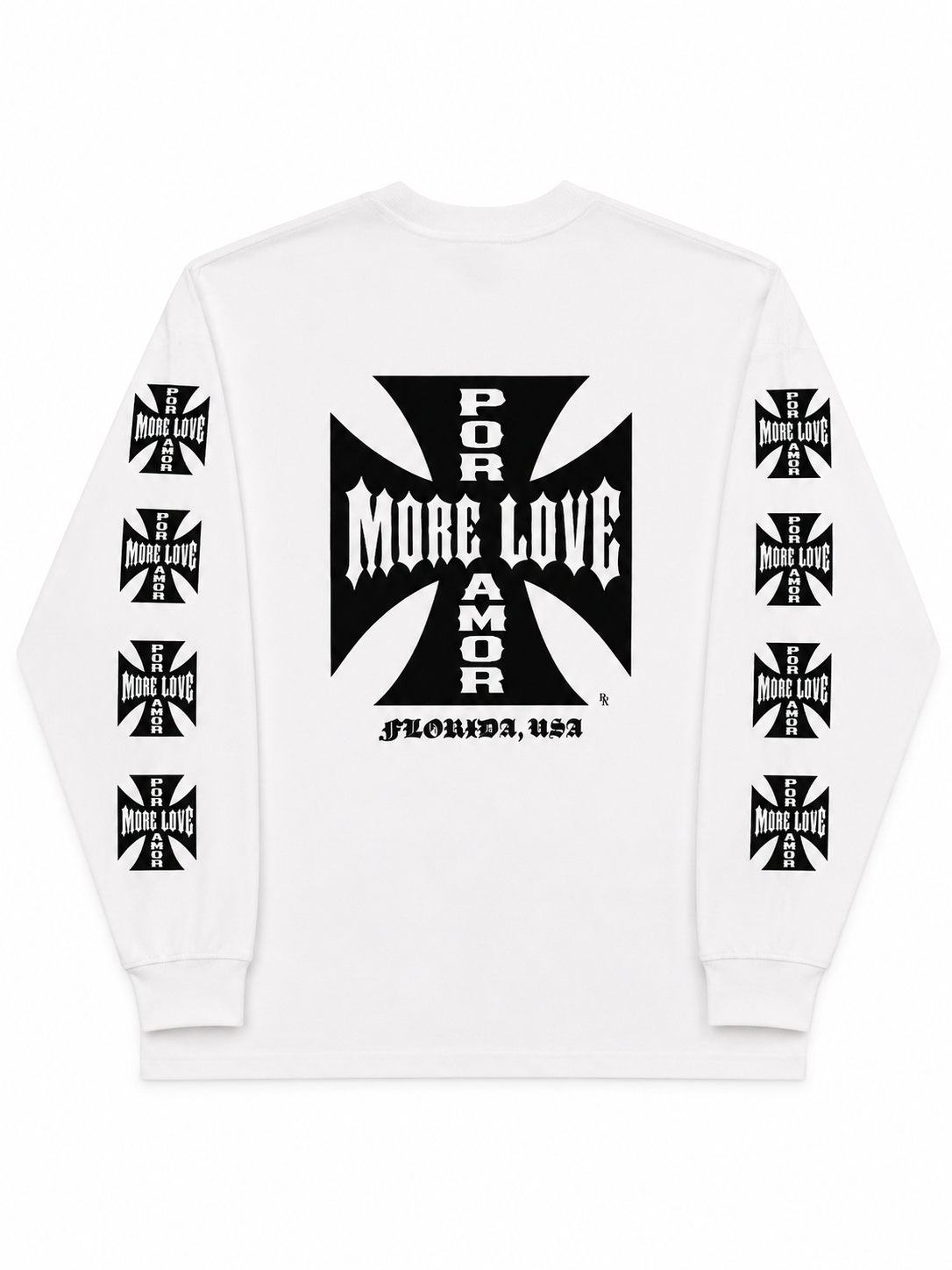 Big Cross Logo Long Sleeve Tee - White – POR + AMOR OFFICIAL.